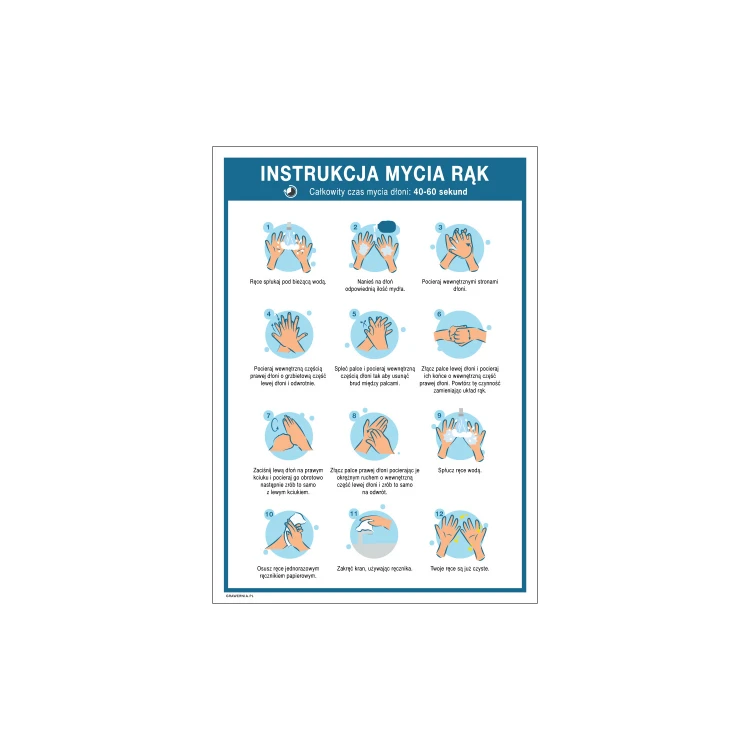 Hand Washing Instructions - Information Plaque size 245x345mm - PVC - UV Color Print - BHP142