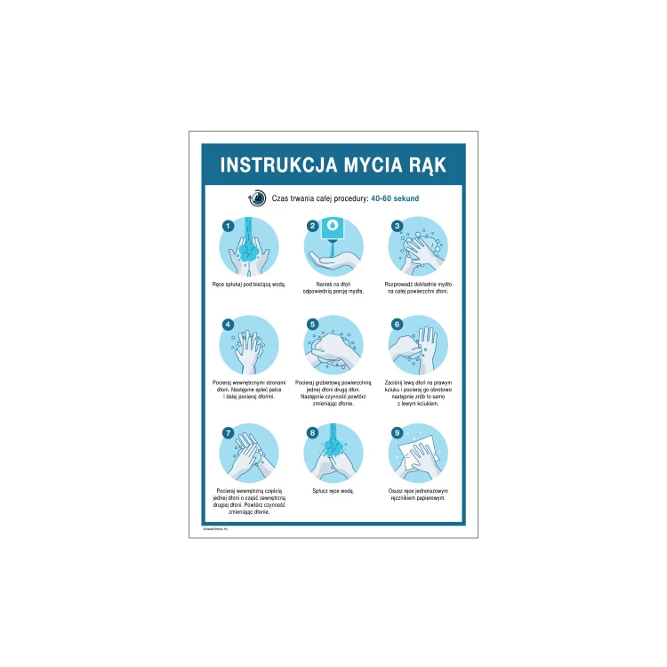 Hand Washing Instructions - Information Plaque size 245x345mm - PVC - UV Color Print - BHP145
