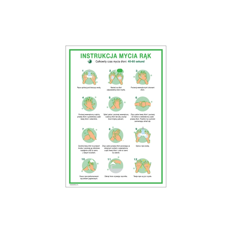 Hand Washing Instructions - Information Plaque size 245x345mm - PVC - UV Color Print - BHP144