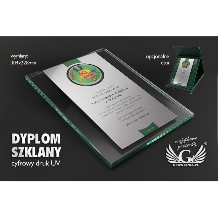 ANNIVERSARY GLASS DIPLOMA - COLORFUL UV PRINT - DUV037