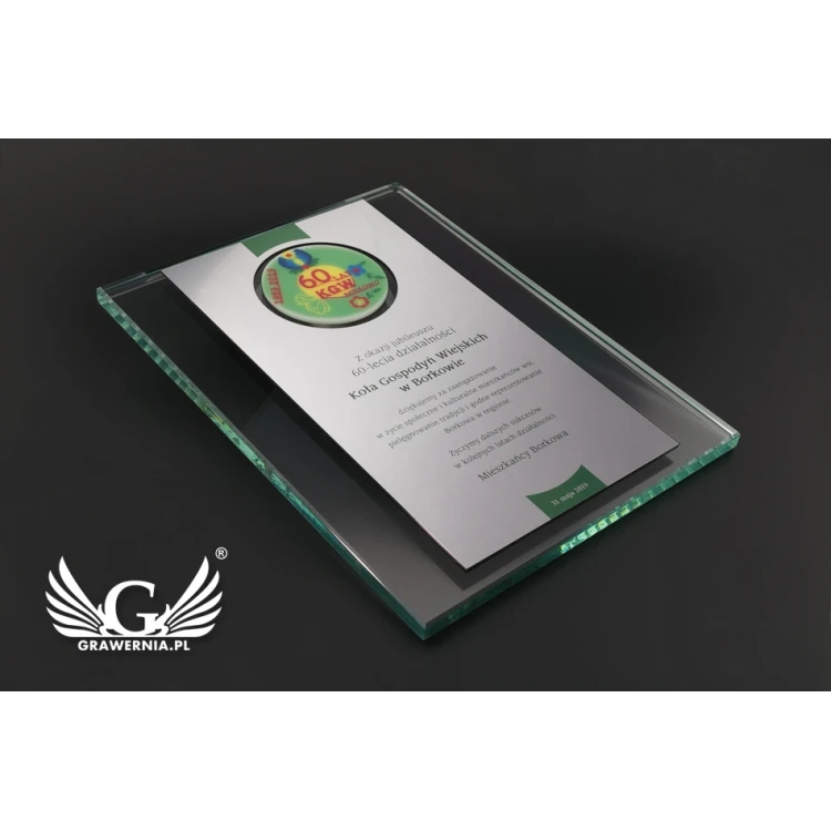 ANNIVERSARY GLASS DIPLOMA - COLORFUL UV PRINT - DUV037