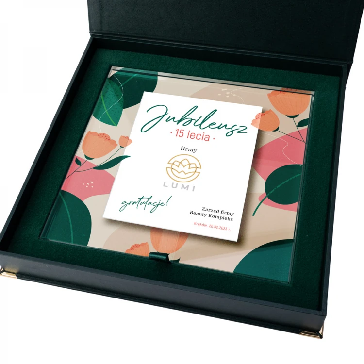 Anniversary Glass Diploma - Square - Colorful UV Print - DUV086