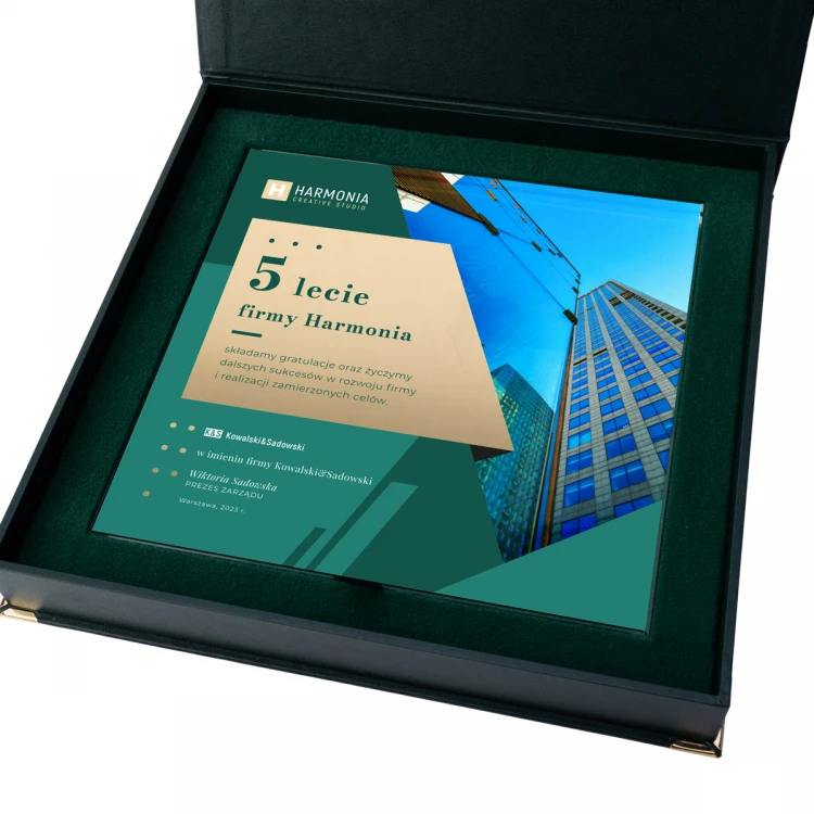 Anniversary Glass Diploma - Square - Colorful UV Print - DUV087