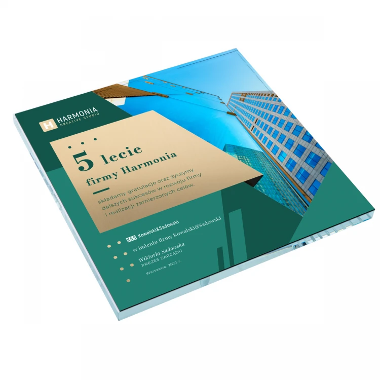 Anniversary Glass Diploma - Square - Colorful UV Print - DUV087