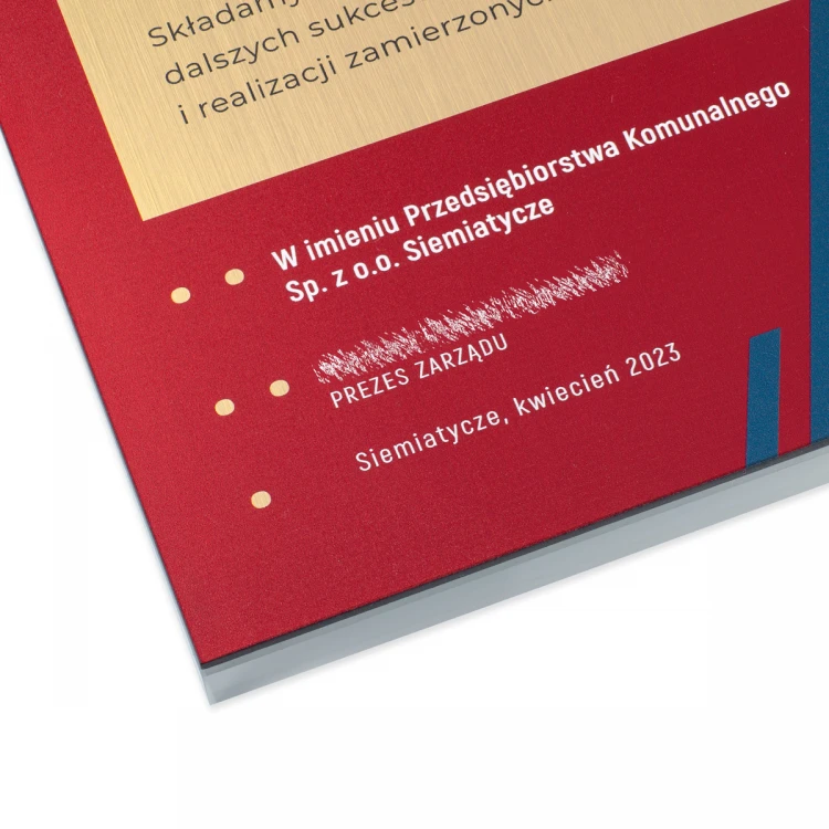 Anniversary Glass Diploma - Square - Colorful UV Print - DUV096