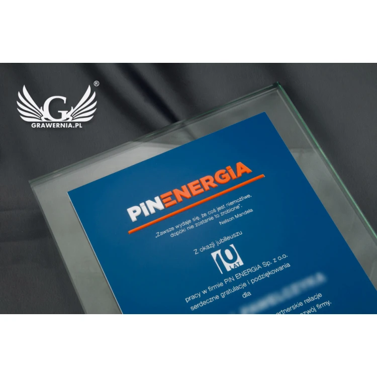 Anniversary Glass Diploma with Embossed Logo - DSZ052