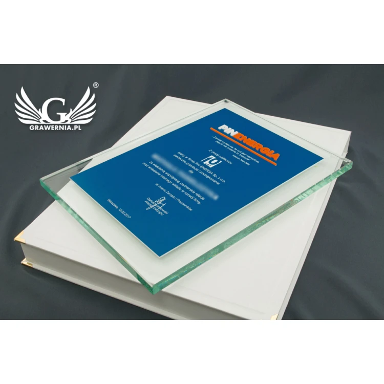 Anniversary Glass Diploma with Embossed Logo - DSZ052