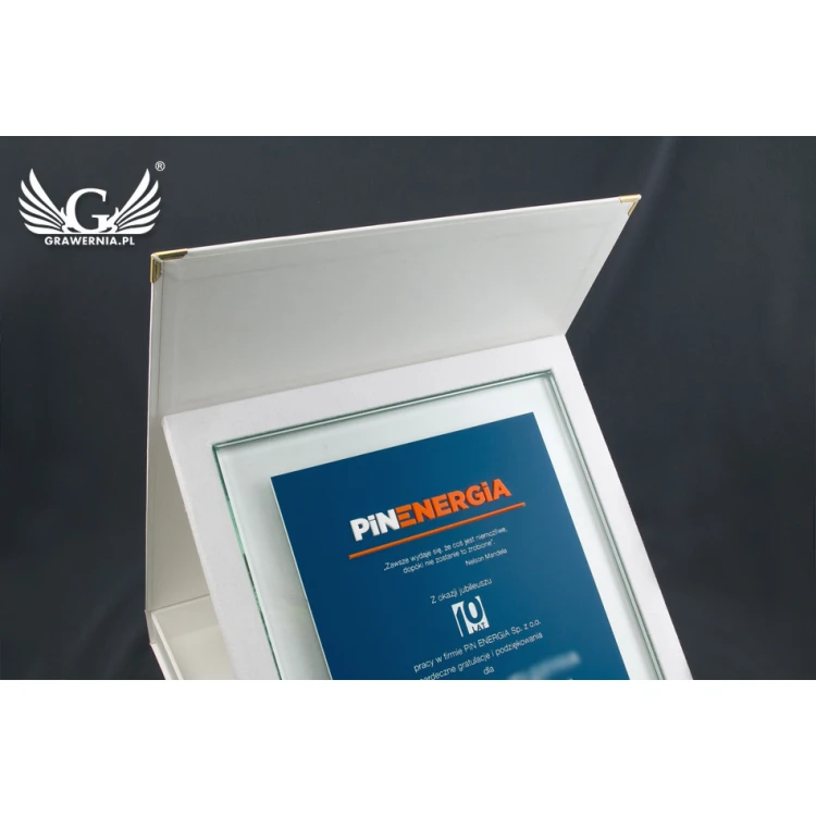 Anniversary Glass Diploma with Embossed Logo - DSZ052