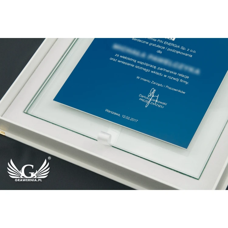 Anniversary Glass Diploma with Embossed Logo - DSZ052