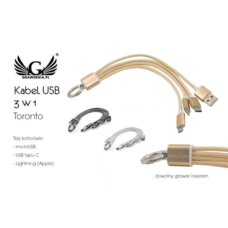 3 in 1 Toronto USB Cable - any engraving - BP95