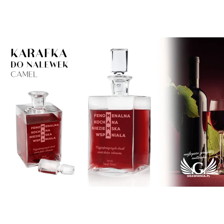 Engraved Decanter for Liqueurs or Whisky - CAMEL - Gift for Mom - KAR032
