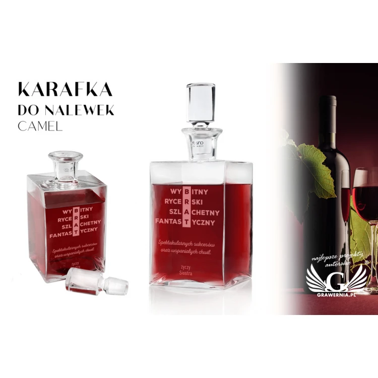 Engraved Decanter for Liqueurs or Whisky - CAMEL - Gift for Brother - KAR035