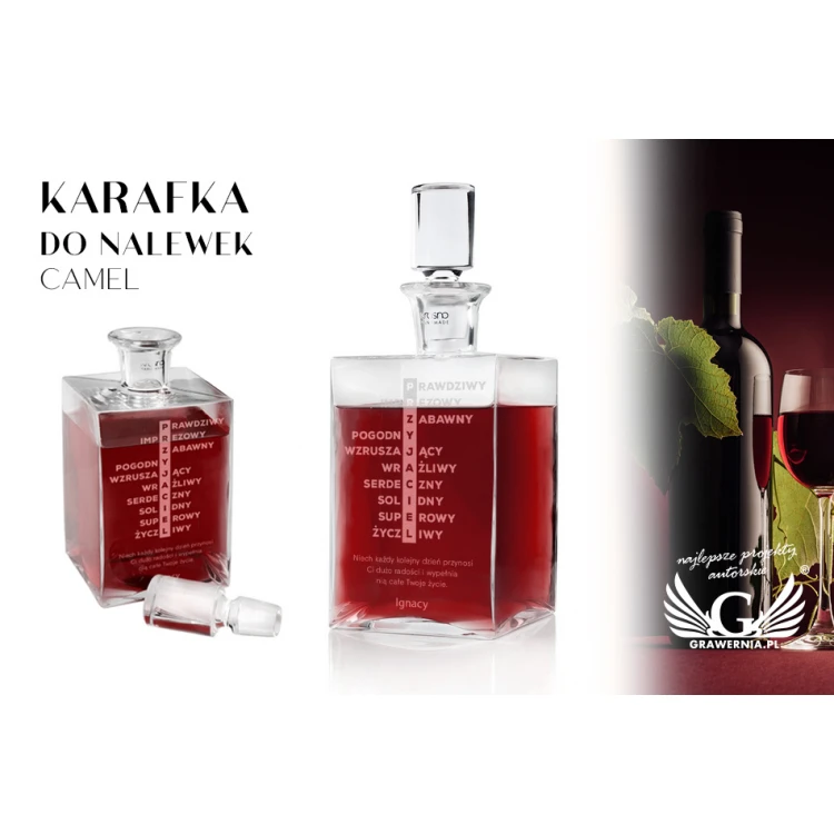 Engraved Decanter for Liqueurs or Whisky - CAMEL - Gift for a Friend - KAR037