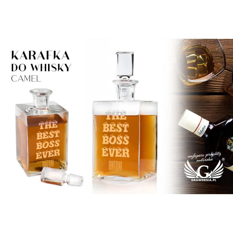 Engraved Decanter for Whisky or Liqueurs - CAMEL - Gift for Boss - KAR016