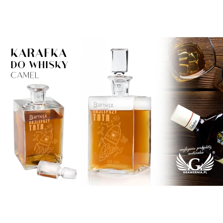 Engraved Decanter for Whisky or Liqueurs - CAMEL - Gift for Dad - KAR018