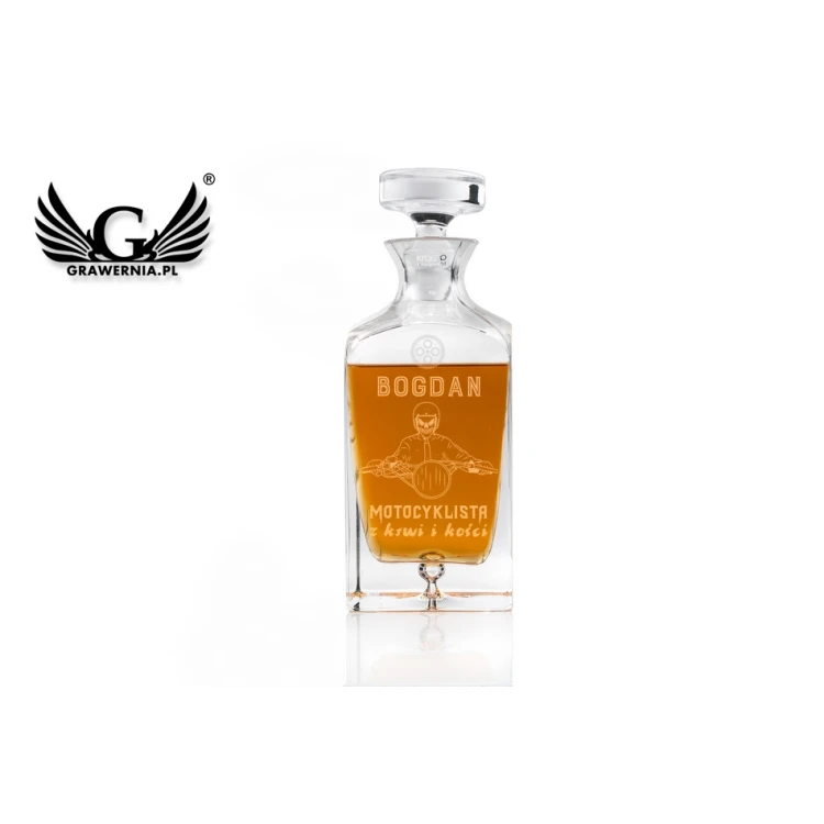 Engraved Decanter for Whisky or Liqueurs - LAMBERT - Gift for Motorcyclist - KAR024