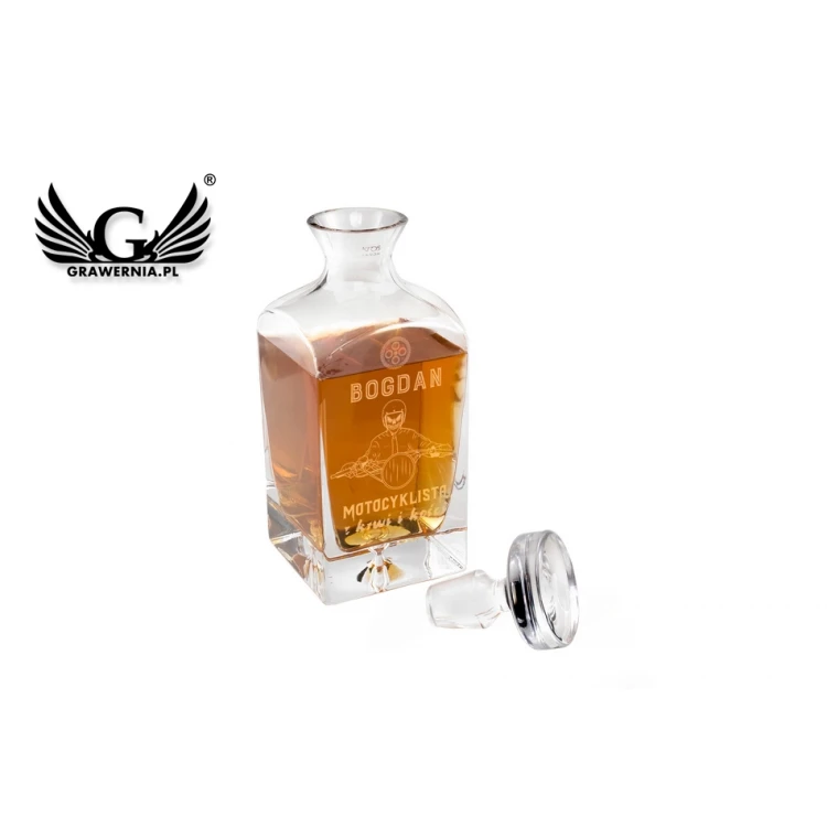 Engraved Decanter for Whisky or Liqueurs - LAMBERT - Gift for Motorcyclist - KAR024