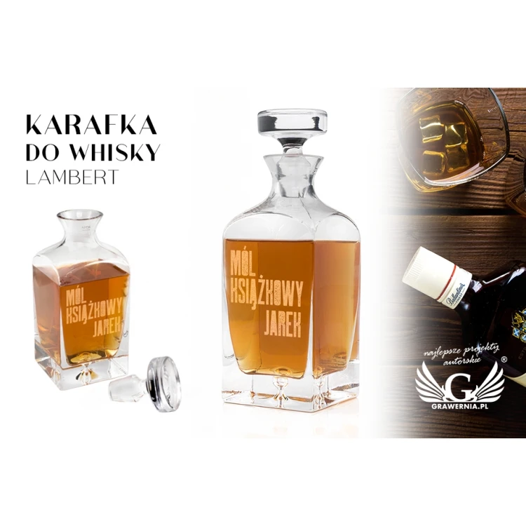 Engraved Decanter for Whisky or Liqueurs - LAMBERT - Gift for Bookworm - KAR027