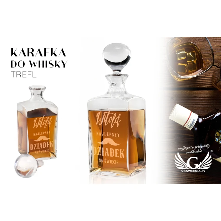Engraved Decanter for Whisky or Liqueurs - TREFL - Gift for Grandfather - KAR028
