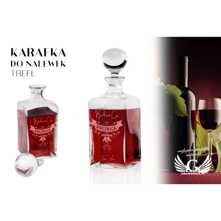 Engraved Decanter for Whisky or Liqueurs - TREFL - Wedding Anniversary - KAR038