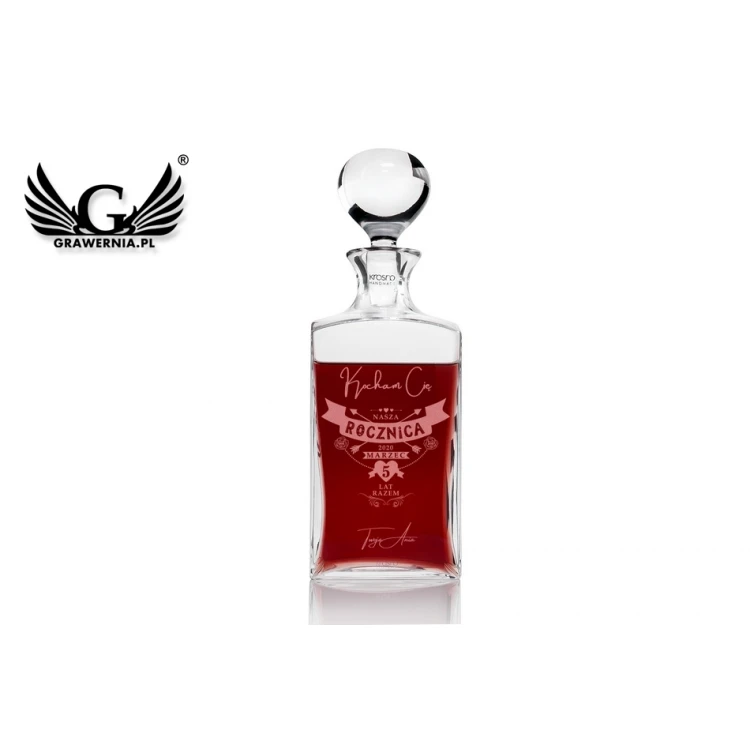 Engraved Decanter for Whisky or Liqueurs - TREFL - Wedding Anniversary - KAR038