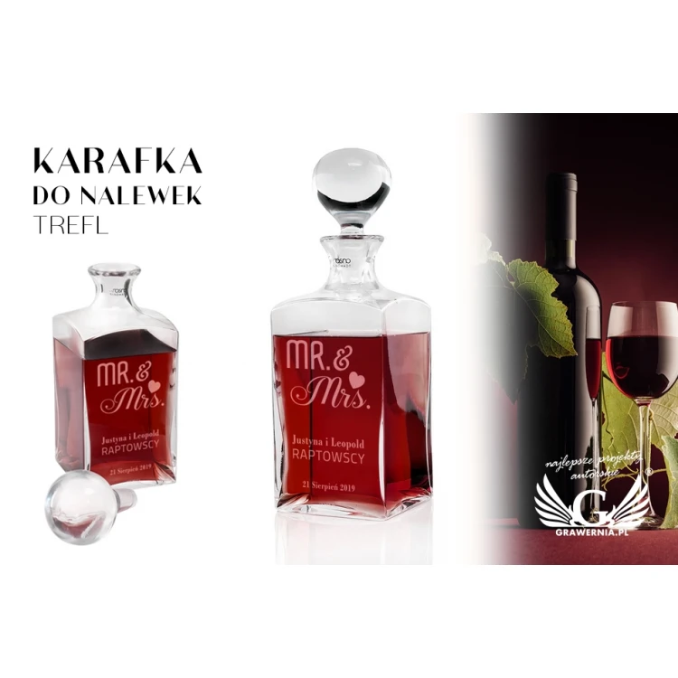 Engraved Decanter for Whisky or Liqueurs - TREFL - Wedding Gift - KAR040