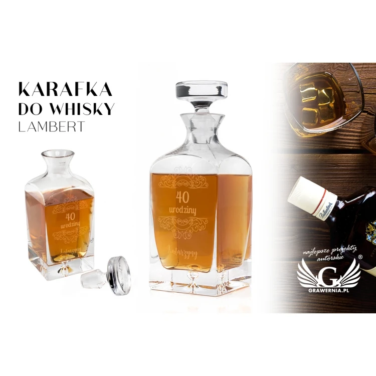 Engraved Decanter for Whisky or Liqueurs - LAMBERT - Birthday Gift - KAR026