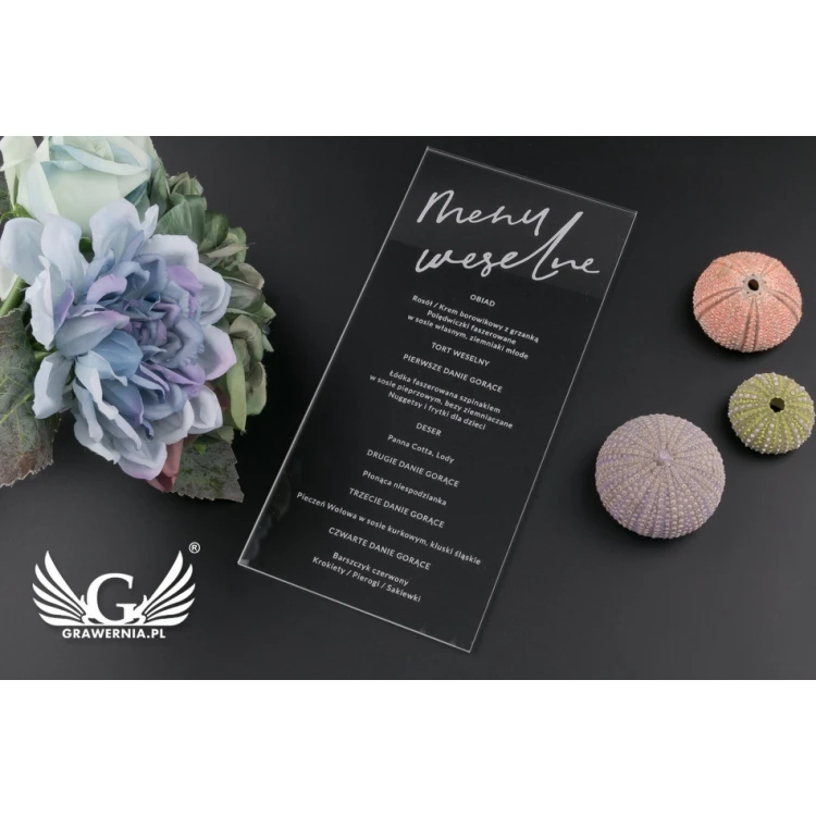 Acrylic Wedding Menu - Laser Engraving - MEN016