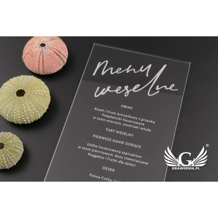 Acrylic Wedding Menu - Laser Engraving - MEN016