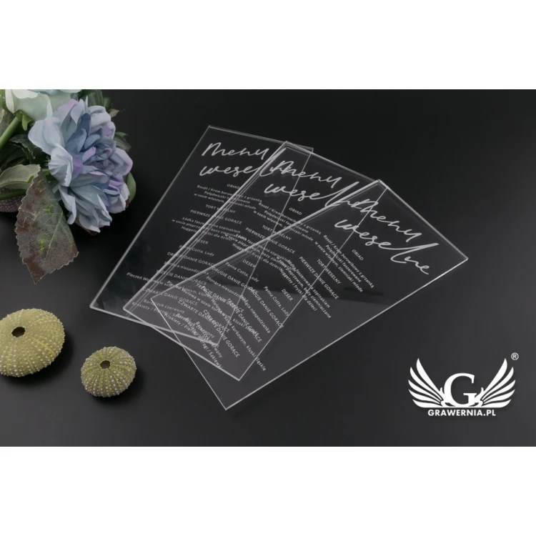 Acrylic Wedding Menu - Laser Engraving - MEN016