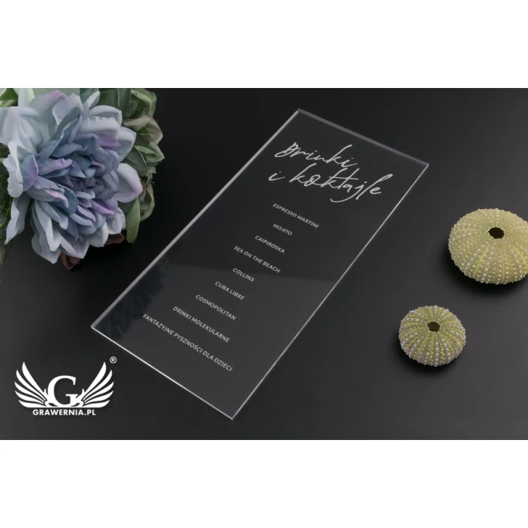 Acrylic Wedding Menu - Laser Engraving - MEN016