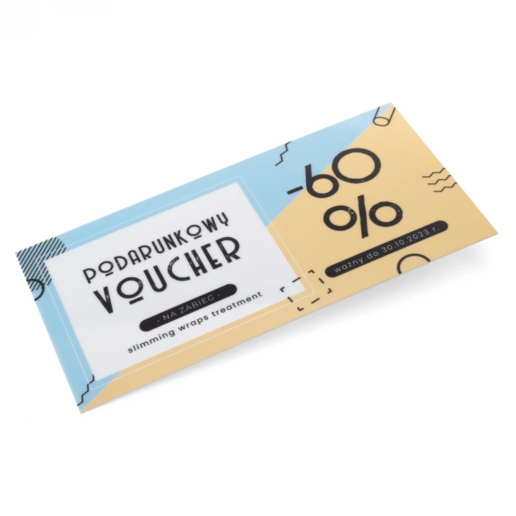 Plastic Card - Voucher - HIPS material 1mm - dimensions 215x101mm - UV color print - WZ042