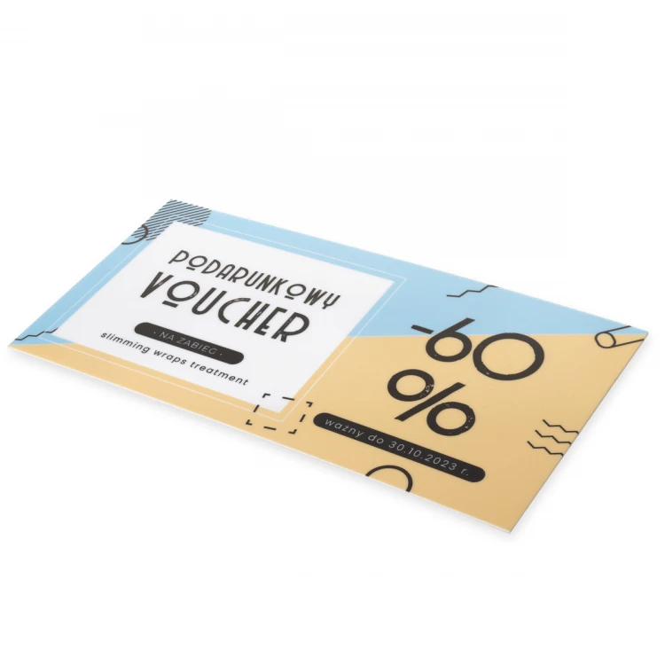 Plastic Card - Voucher - HIPS material 1mm - dimensions 215x101mm - UV color print - WZ042