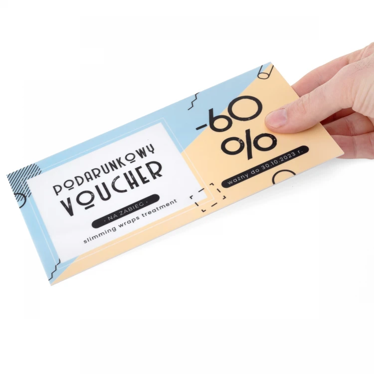 Plastic Card - Voucher - HIPS material 1mm - dimensions 215x101mm - UV color print - WZ042