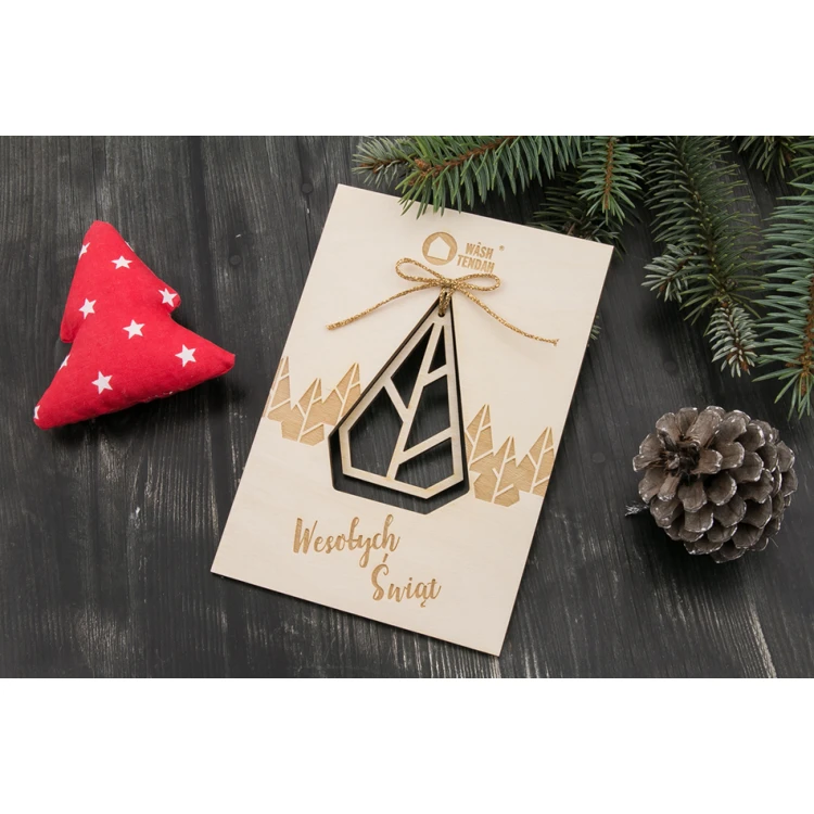 Wooden Christmas Card - Laser Engraving - Size 105x150mm - KS003