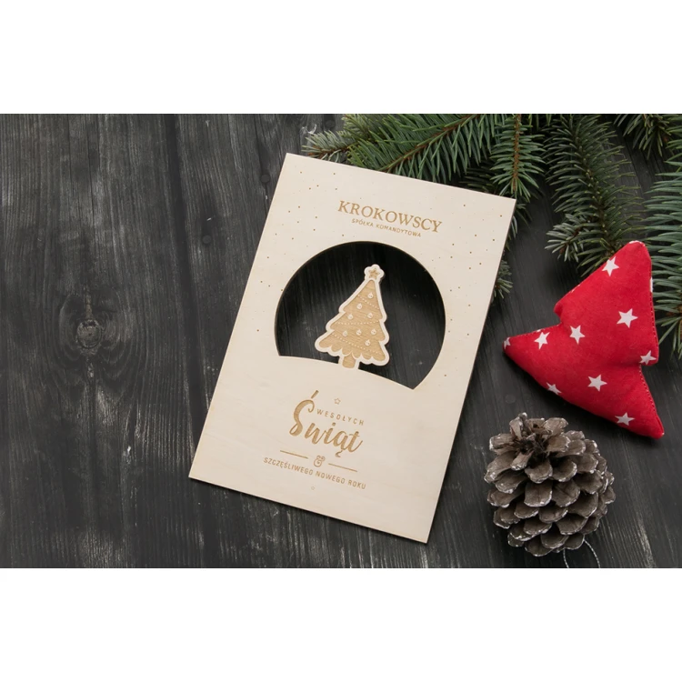 Wooden Christmas Card - Laser Engraving - Size 105x150mm - KS004