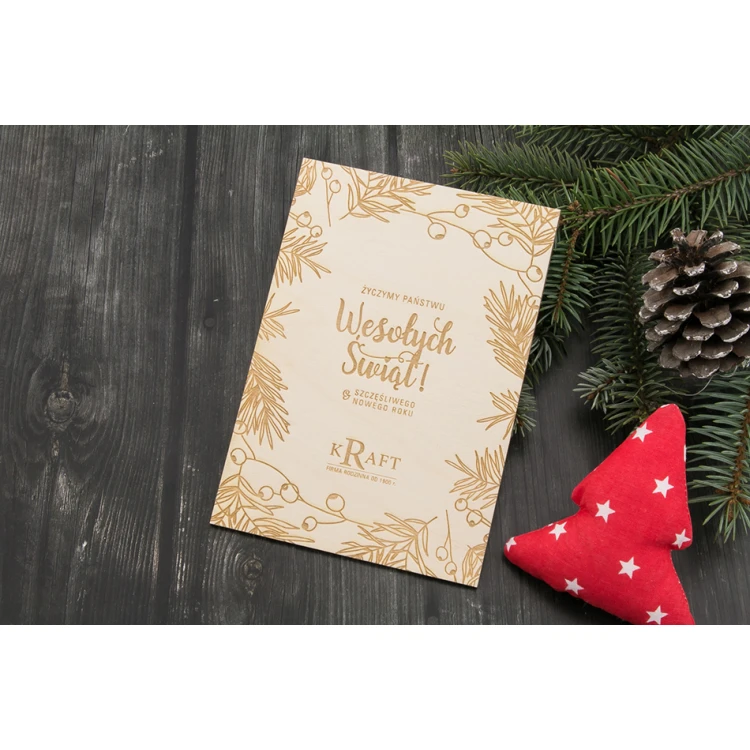 Wooden Christmas Card - Laser Engraving - Size 105x150mm - KS005