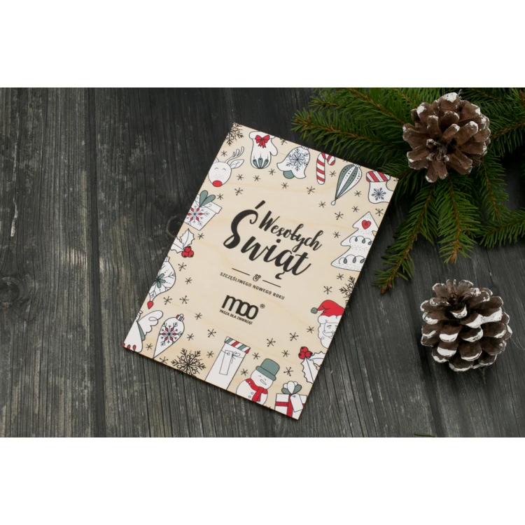 Wooden Christmas Card - UV Print - Size 105x150mm - KS001