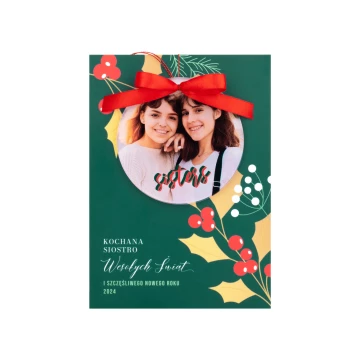 Christmas Card with Bauble for Sister - size 150x210mm - KS008