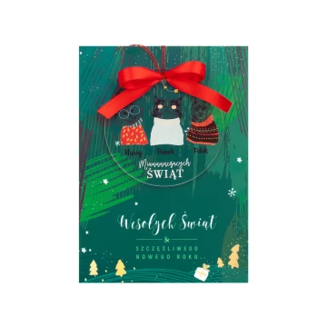 Christmas Card and Bauble with Cats - size 150x210mm - KS009