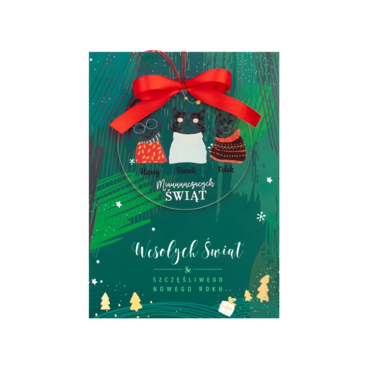 Christmas Card and Bauble with Cats - size 150x210mm - KS009