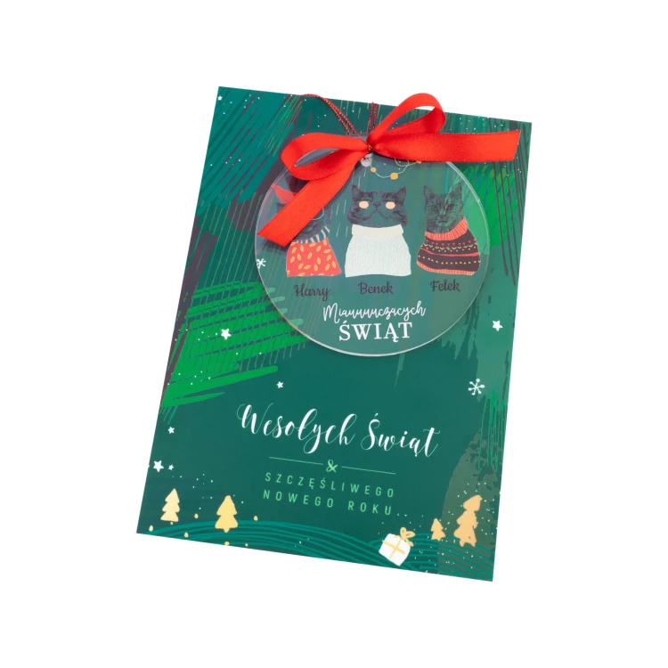 Christmas Card and Bauble with Cats - size 150x210mm - KS009