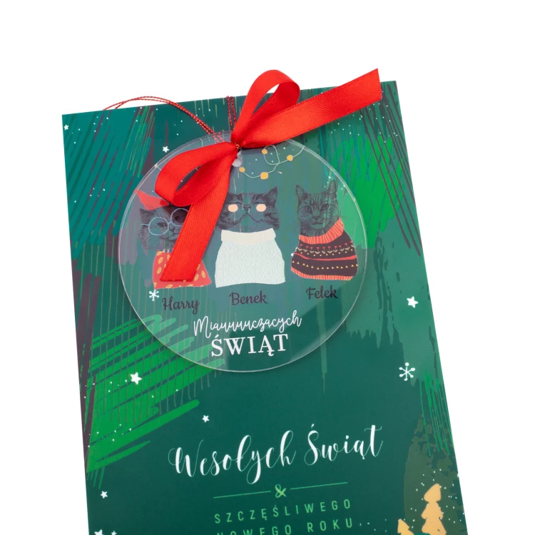 Christmas Card and Bauble with Cats - size 150x210mm - KS009