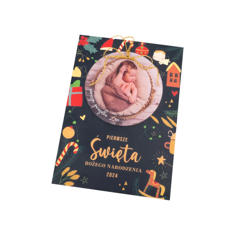Christmas Card with Bauble First Christmas - size 150x210mm - KS011