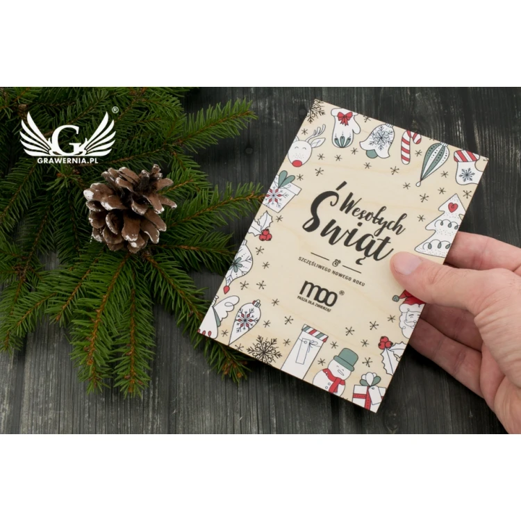 Wooden Christmas Card - UV Print - Size 105x150mm - KS001