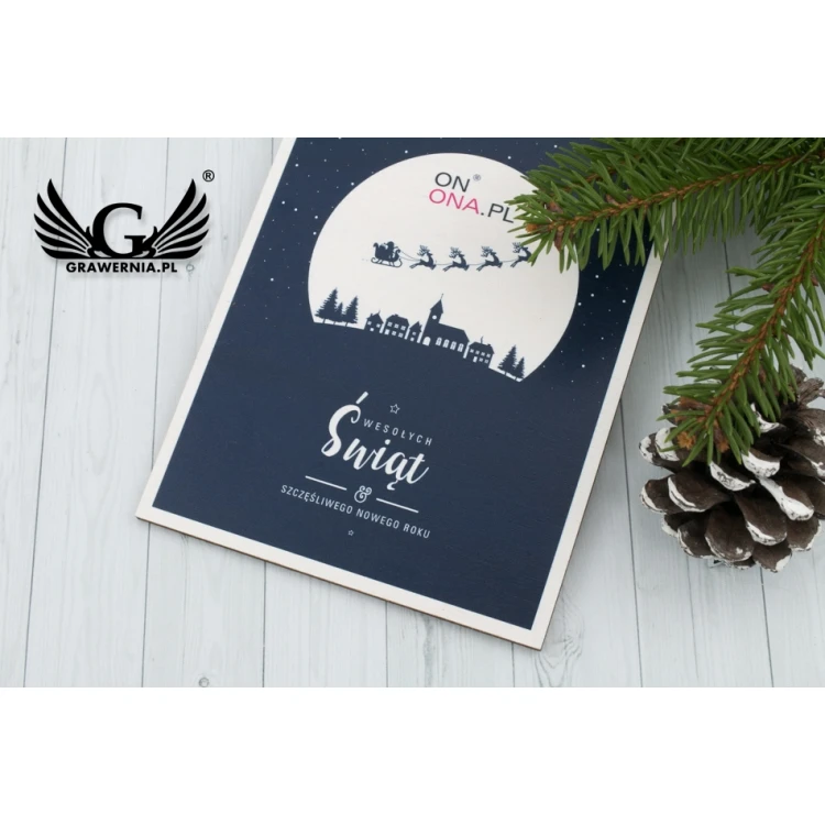 Wooden Christmas Card - UV Print - Size 105x150mm - KS002