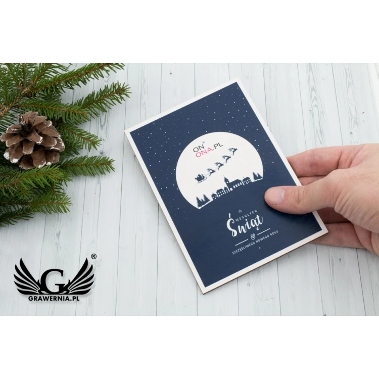 Wooden Christmas Card - UV Print - Size 105x150mm - KS002