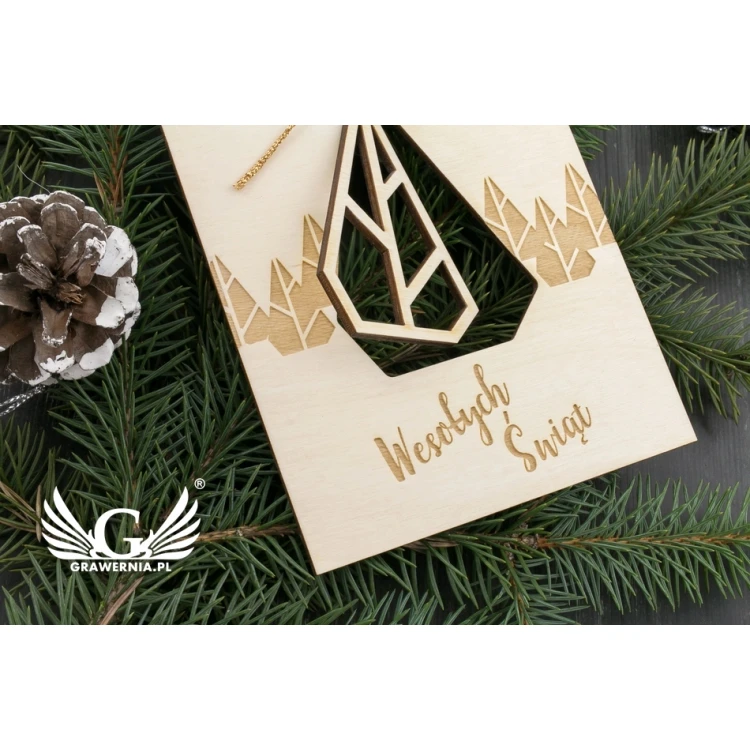 Wooden Christmas Card - Laser Engraving - Size 105x150mm - KS003