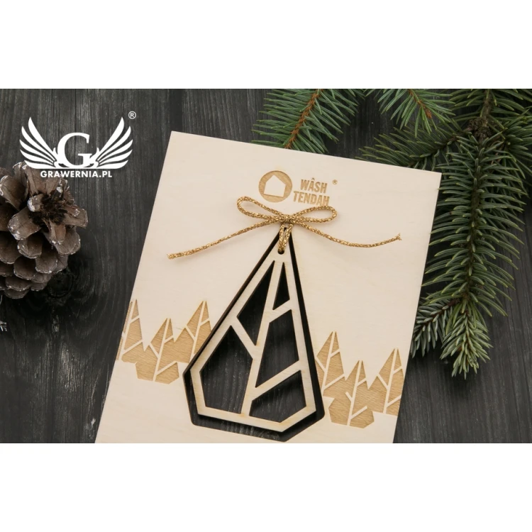 Wooden Christmas Card - Laser Engraving - Size 105x150mm - KS003