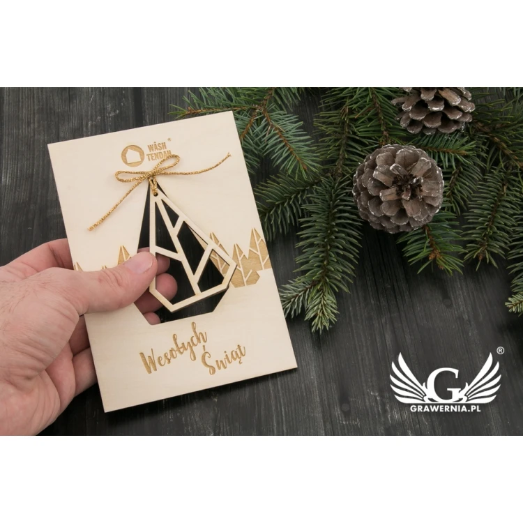 Wooden Christmas Card - Laser Engraving - Size 105x150mm - KS003